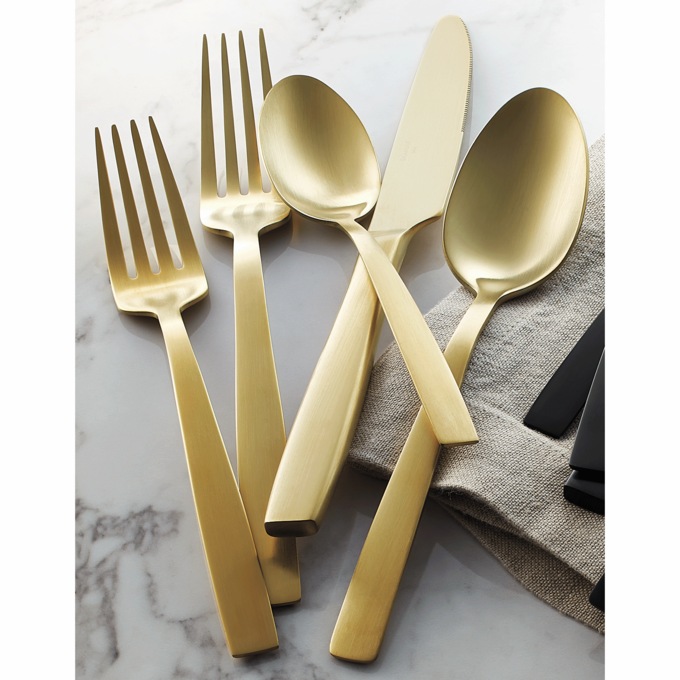 20-Piece Hampton Forge Clearview Flatware Set, Satin Gold, large