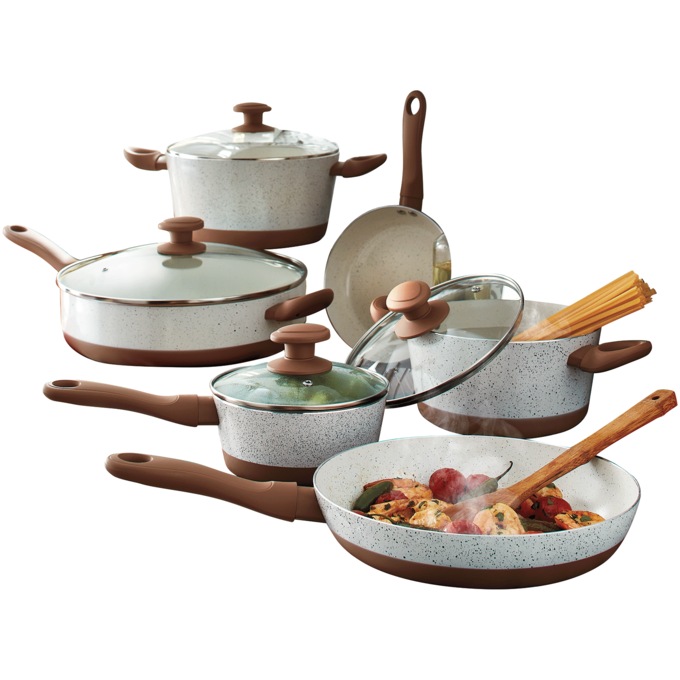 Two-Tone Speckled 10-Piece Ceramic Cookware Set