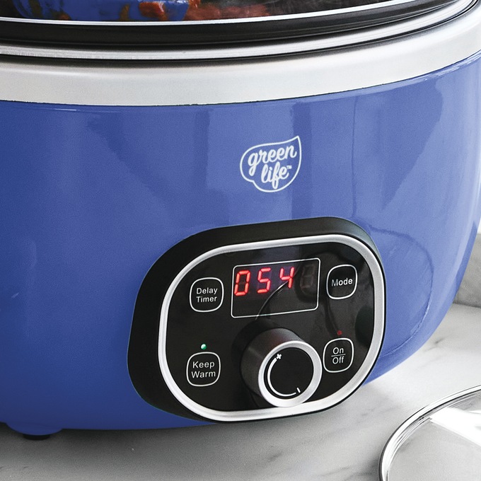 Green Life Slow Cooker Healthy Duo 6-Quart Slow Cooker, Blue, large