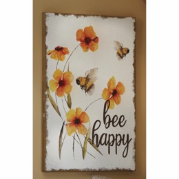 Bee Happy Burlap Wall Art, , large