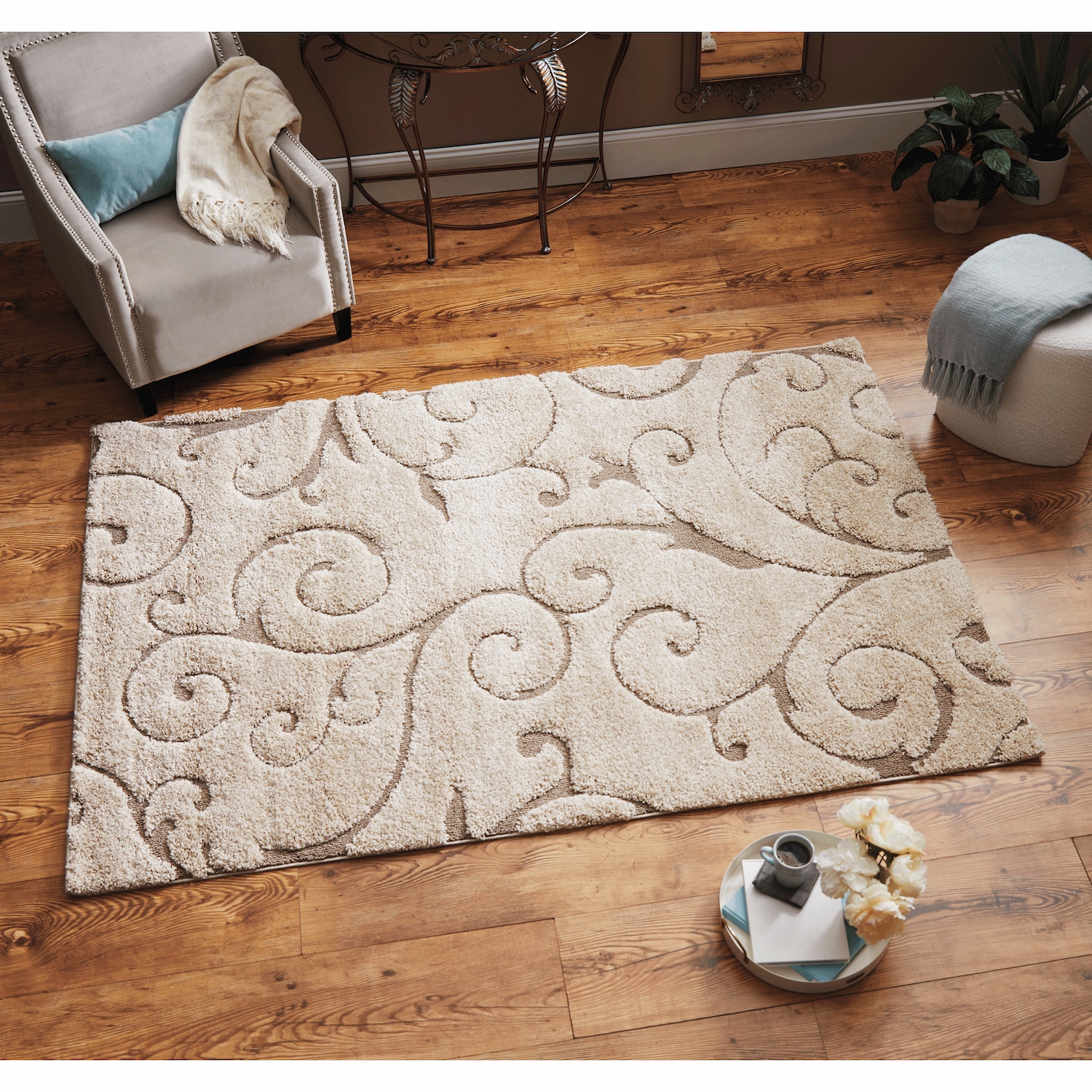 Textured Scroll Shag Rug | Country Door