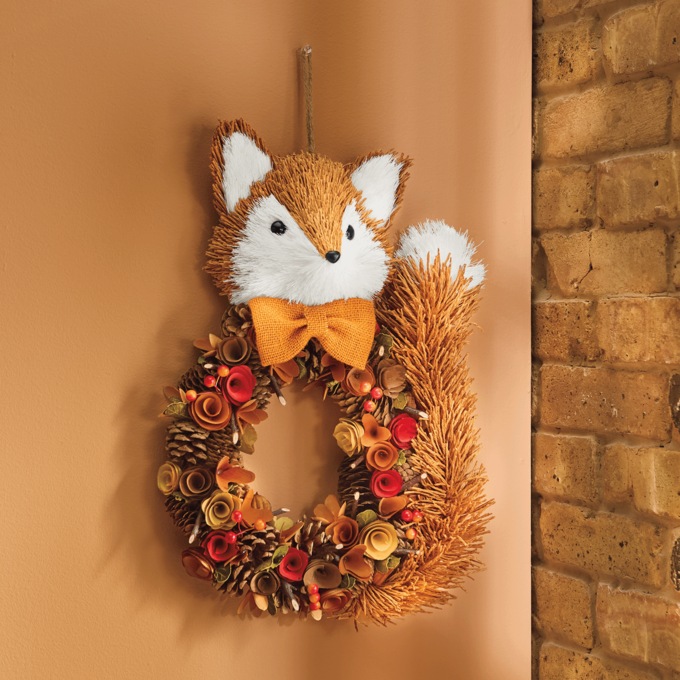 Fox Wood Curl Wall Wreath Hanging, Multi, large