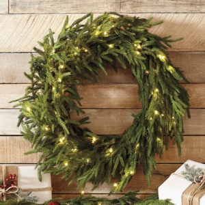 Lit Norfolk Pine Wreath, , large