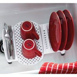 Rubbermaid Antimicrobial Sink Dish Rack Drainer Set, Red, 4-Pieces