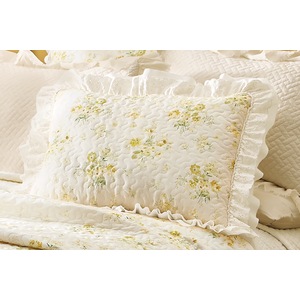 Betty Yellow Floral Ruffle Quilted Standard Sham, Multi, large
