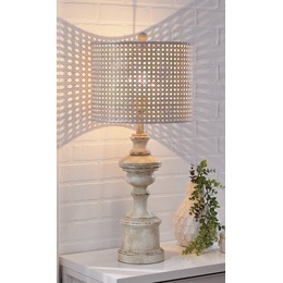 Cane Shade Antique-Style Table Lamp, , large