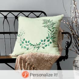 Ferns & Leaves Personalized Pillow, , large
