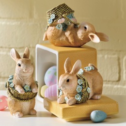 Set of 3 Bunnies In Baskets, , large