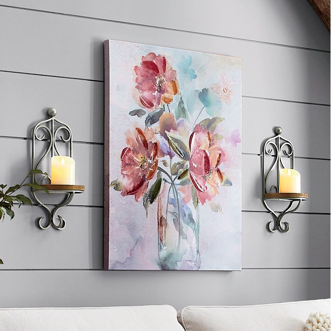 Watercolor Canvas & 2 Ashbury Wall Sconces, , large