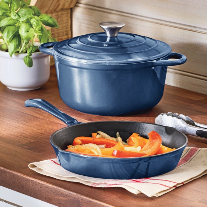 Enameled Cast Iron Dutch Oven and Skillet Set, , large