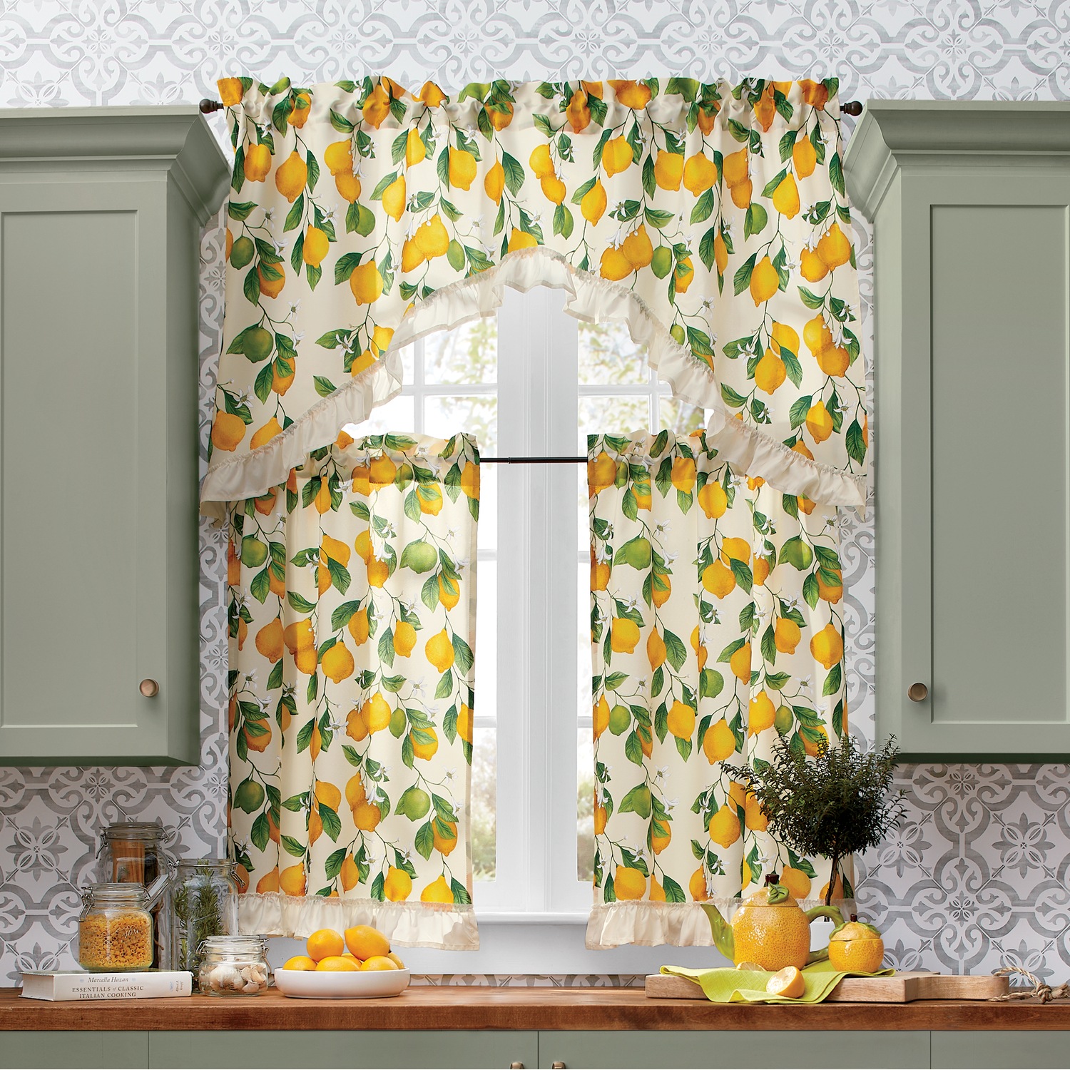 3Piece Lemon Kitchen Window Set Country Door