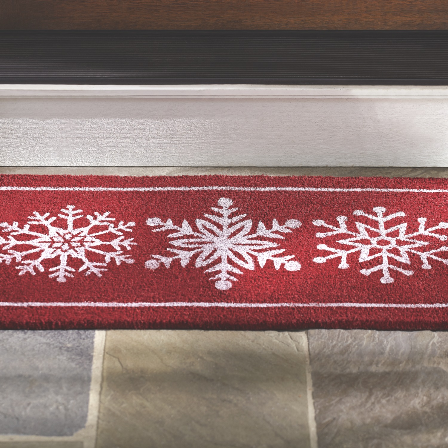 Red Snowflake Doormat 30" X 18" Country Door