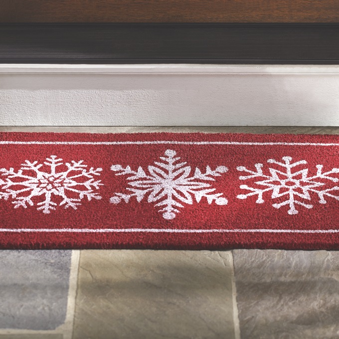 Red Snowflake Doormat 30" X 18" Country Door