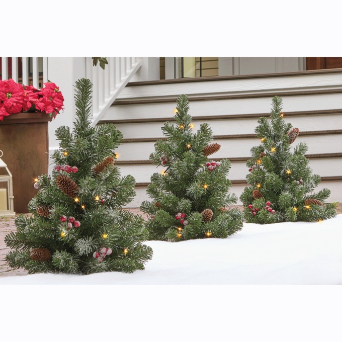 Set of 3 Lit Tree Pathway Stakes, , large