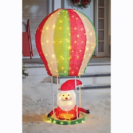 Lit 3-D Collapsible Santa in Hot Air Balloon Lawn D&eacute;cor, , large