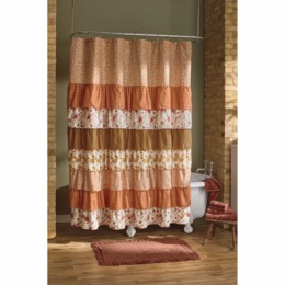 Autumn Bliss Floral Ruffled Shower Curtain, , large