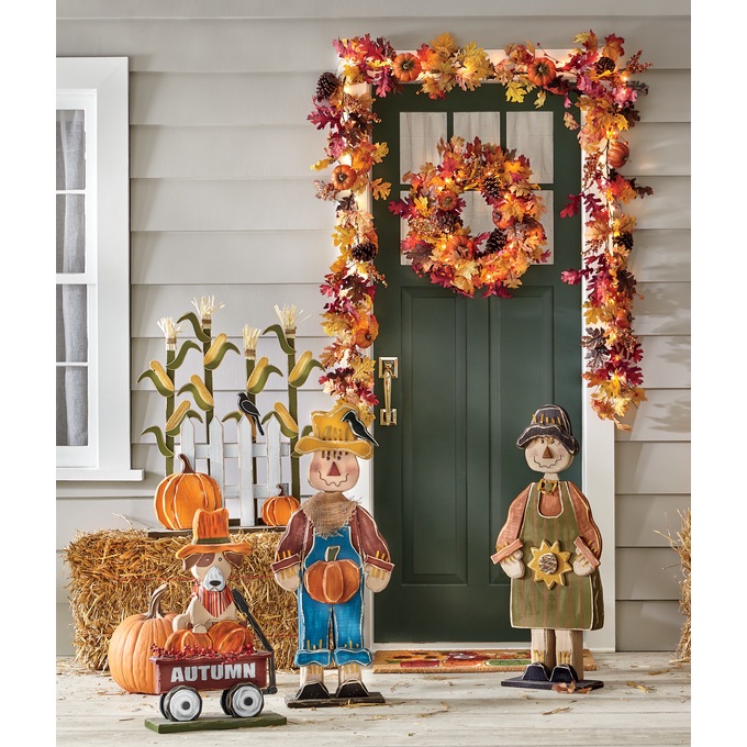 Chunky Wood Cutouts Lit Harvest Dog, , large