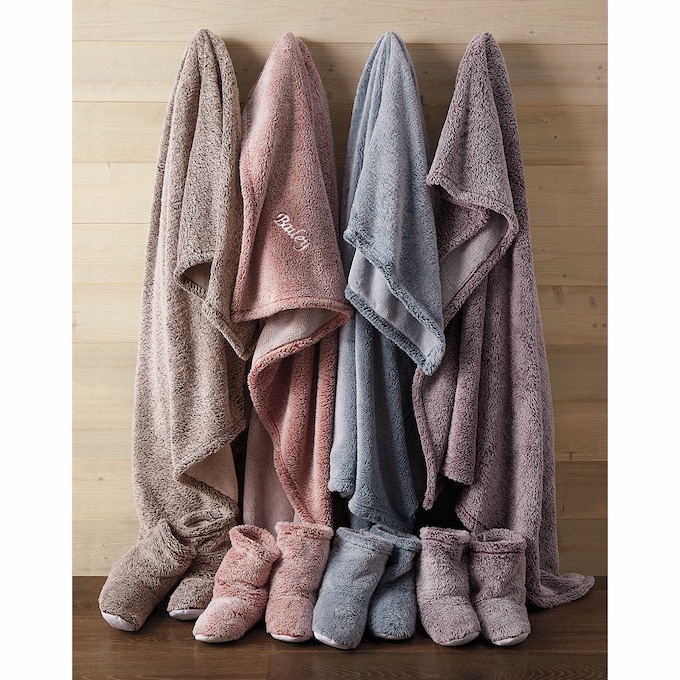 Ultraplush Throw Blanket and Bootie Slippers Gift Set, , large