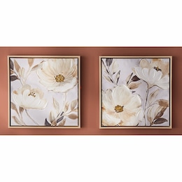Set of 2 Soft Neutral Floral Wall Art, , large