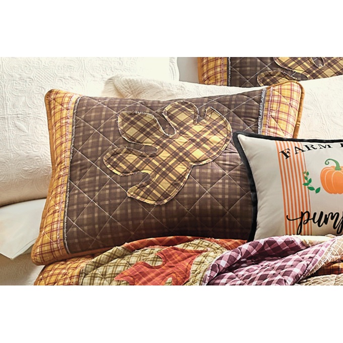 Hazel Autumn Leaf Appliqu&eacute; Quilted Standard Sham, , large