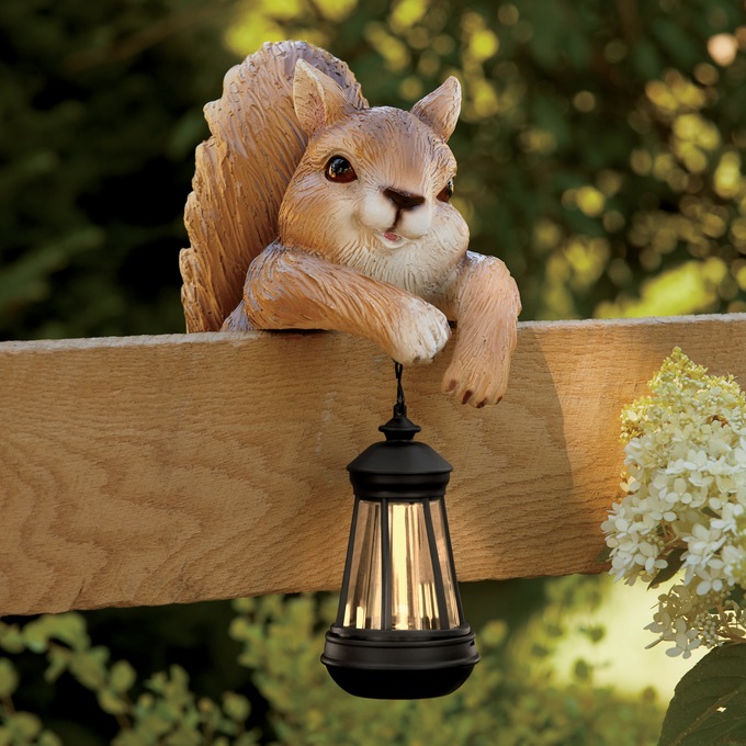 Solar Woodland Critter Fence Sitter, , large