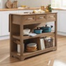 Rowley Organizational Kitchen Island, Walnut, large