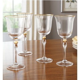 4-Piece Goldtone-Accented Wine Glass Set, , large