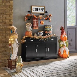 Lit Set of 3 Large Farm Gnomes and Harvest Pumpkin/Gnome Stack - Buy Both and Save, , large