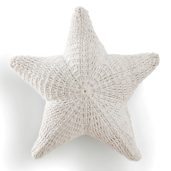 Crochet Star Pillow, White, large
