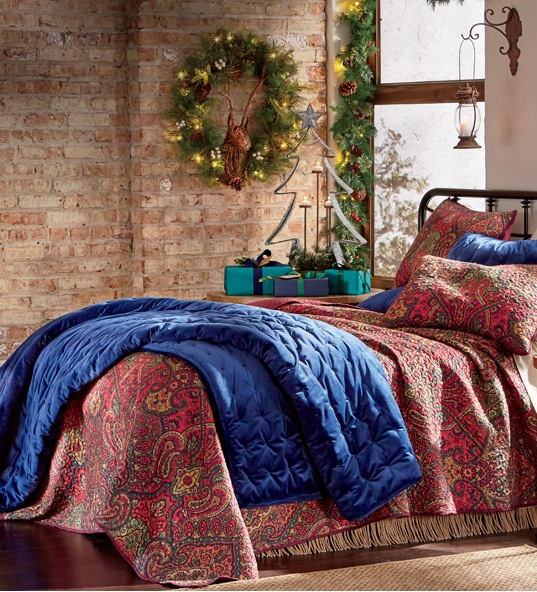 Trend Category: Bedding featuring rich colored medallion and paisley pattern Crimson Quilt